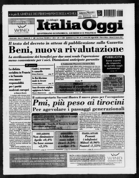 Italia oggi : quotidiano di economia finanza e politica